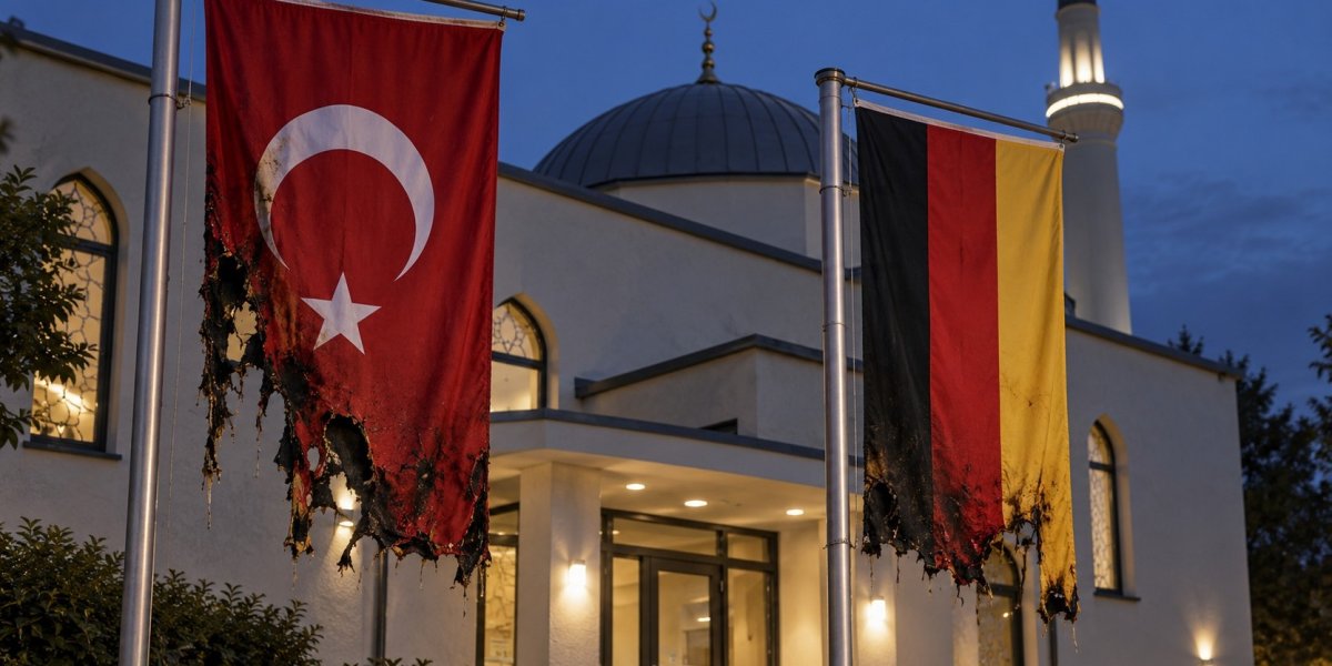 Almanya'daki Hacı Bayram Camii'nde bayrak yakma olayı: ATİB faillerin bulunmasını talep ediyor